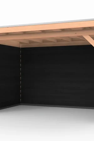 Uitverkoop Douglas overkapping, 400 x 250, met achterwand en twee zijwanden, Westwood Comfort Zwart